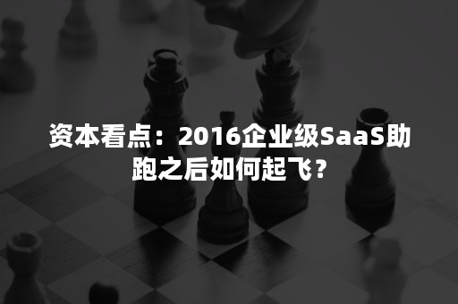 资本看点：2016企业级SaaS助跑之后如何起飞？