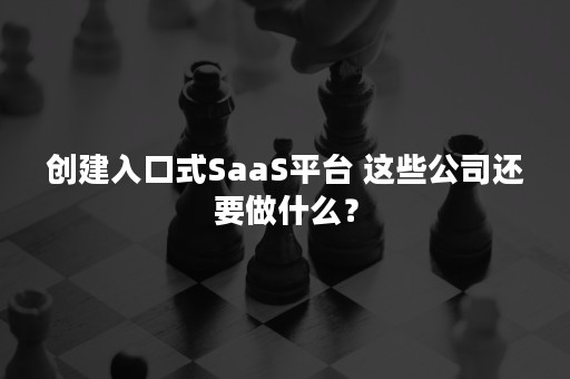 创建入口式SaaS平台 这些公司还要做什么？