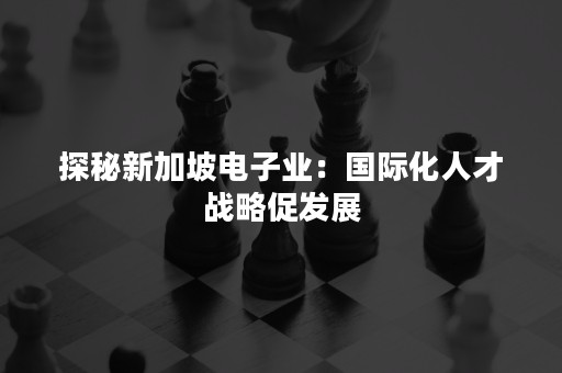 探秘新加坡电子业：国际化人才战略促发展