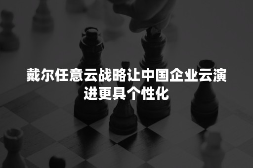 戴尔任意云战略让中国企业云演进更具个性化