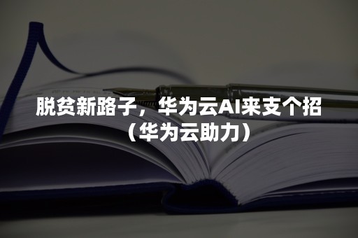 脱贫新路子，华为云AI来支个招（华为云助力）