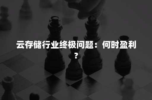 云存储行业终极问题：何时盈利?