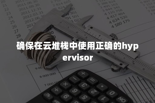 确保在云堆栈中使用正确的hypervisor