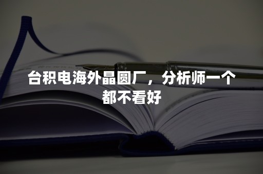 台积电海外晶圆厂，分析师一个都不看好