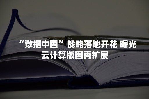 “数据中国”战略落地开花 曙光云计算版图再扩展