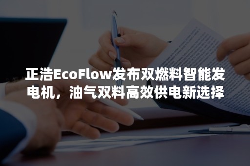 正浩EcoFlow发布双燃料智能发电机，油气双料高效供电新选择