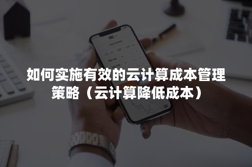 如何实施有效的云计算成本管理策略（云计算降低成本）