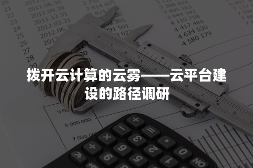 拨开云计算的云雾——云平台建设的路径调研