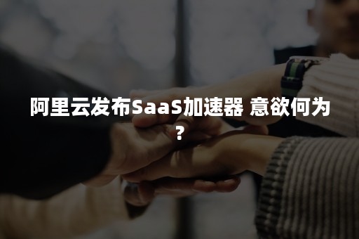 阿里云发布SaaS加速器 意欲何为?