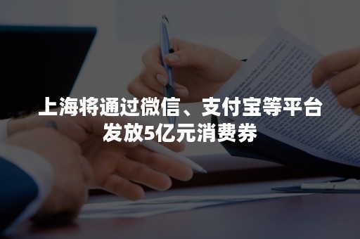 上海将通过微信、支付宝等平台发放5亿元消费券