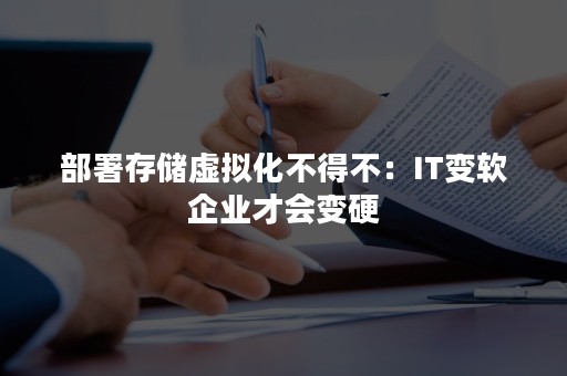 部署存储虚拟化不得不：IT变软企业才会变硬