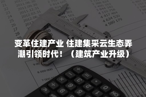 变革住建产业 住建集采云生态弄潮引领时代！（建筑产业升级）