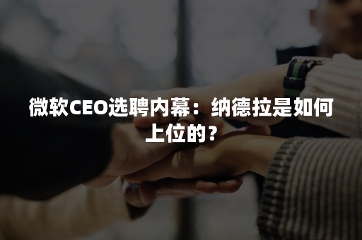 微软CEO选聘内幕：纳德拉是如何上位的？