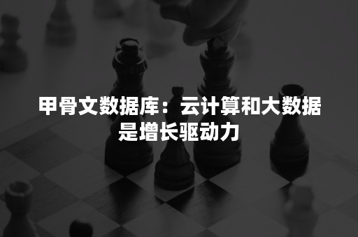 甲骨文数据库：云计算和大数据是增长驱动力