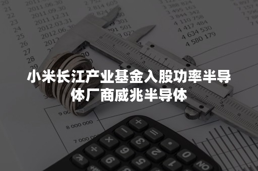 小米长江产业基金入股功率半导体厂商威兆半导体