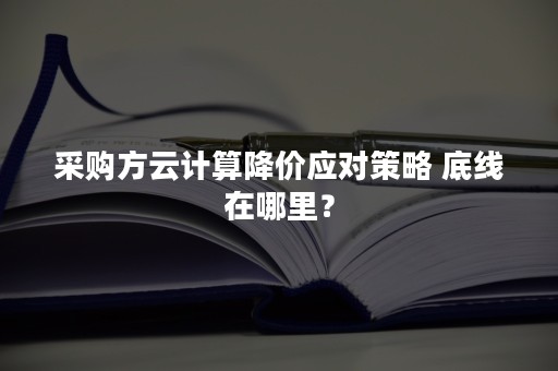 采购方云计算降价应对策略 底线在哪里？