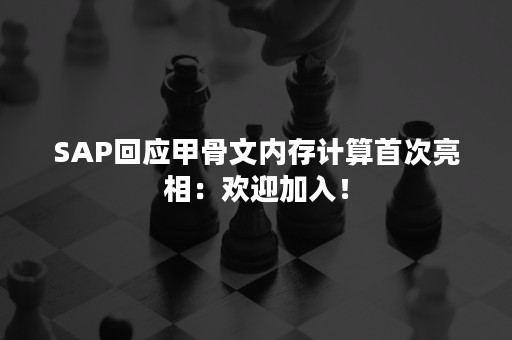 SAP回应甲骨文内存计算首次亮相：欢迎加入！