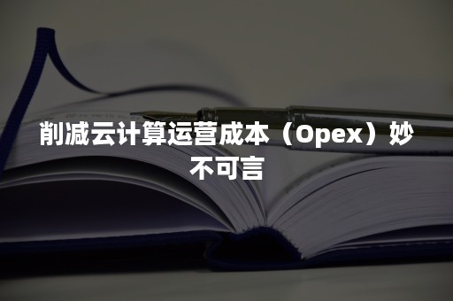 削减云计算运营成本（Opex）妙不可言