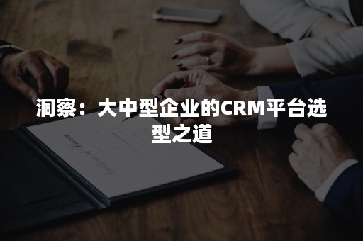 洞察：大中型企业的CRM平台选型之道