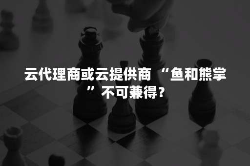 云代理商或云提供商 “鱼和熊掌”不可兼得？