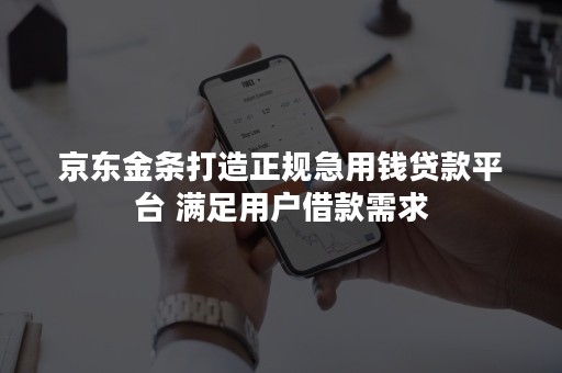 京东金条打造正规急用钱贷款平台 满足用户借款需求