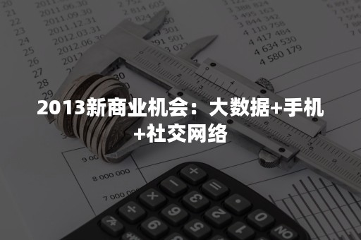 2013新商业机会：大数据+手机+社交网络