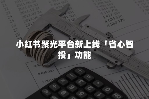 小红书聚光平台新上线「省心智投」功能