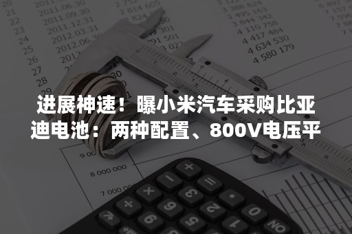 进展神速！曝小米汽车采购比亚迪电池：两种配置、800V电压平台