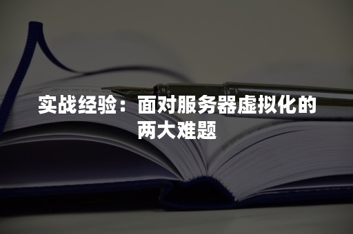 实战经验：面对服务器虚拟化的两大难题