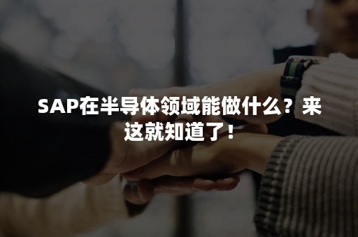 SAP在半导体领域能做什么？来这就知道了！