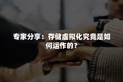 专家分享：存储虚拟化究竟是如何运作的？