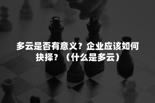 多云是否有意义？企业应该如何抉择？（什么是多云）