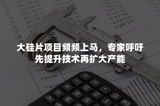 大硅片项目频频上马，专家呼吁先提升技术再扩大产能