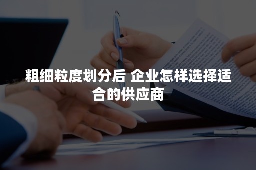 粗细粒度划分后 企业怎样选择适合的供应商