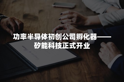 功率半导体初创公司孵化器——矽能科技正式开业