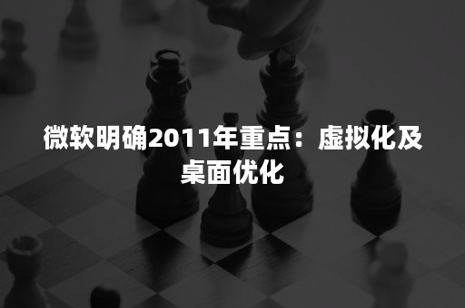 微软明确2011年重点：虚拟化及桌面优化