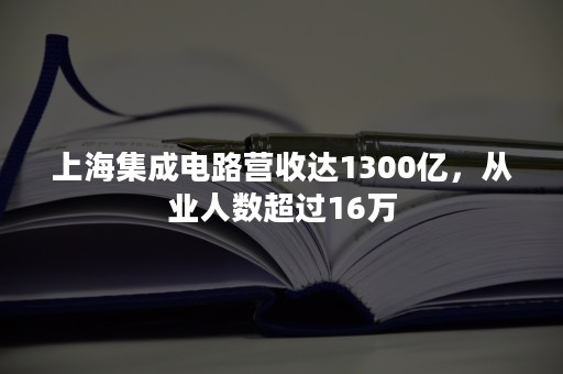 上海集成电路营收达1300亿，从业人数超过16万