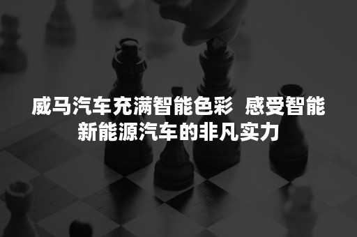 威马汽车充满智能色彩  感受智能新能源汽车的非凡实力