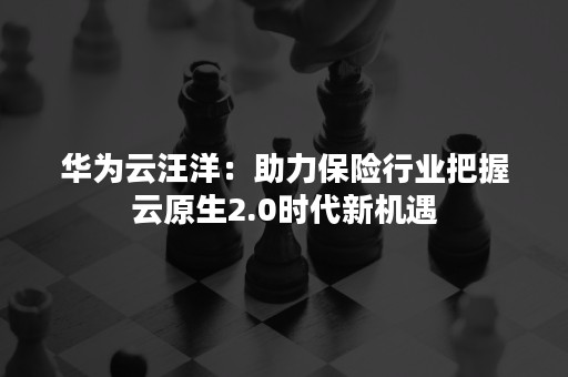 华为云汪洋：助力保险行业把握云原生2.0时代新机遇