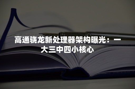 高通骁龙新处理器架构曝光：一大三中四小核心