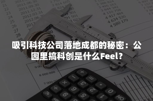 吸引科技公司落地成都的秘密：公园里搞科创是什么Feel？