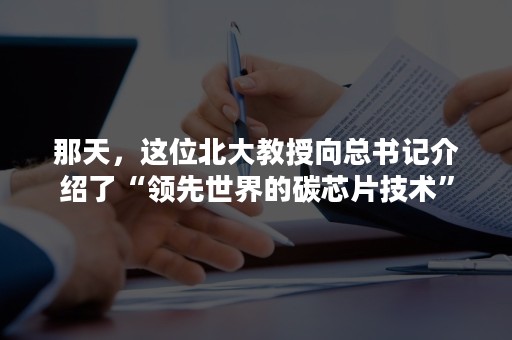 那天，这位北大教授向总书记介绍了“领先世界的碳芯片技术”