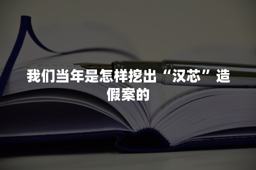 我们当年是怎样挖出“汉芯”造假案的