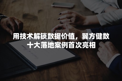 用技术解锁数据价值，翼方健数十大落地案例首次亮相