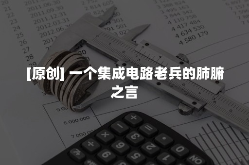 [原创] 一个集成电路老兵的肺腑之言