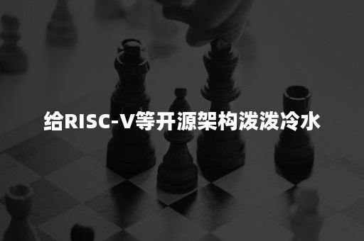 给RISC-V等开源架构泼泼冷水