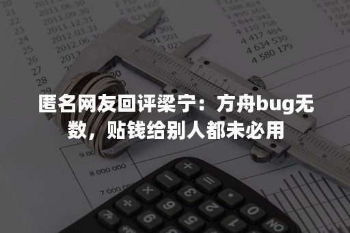 匿名网友回评梁宁：方舟bug无数，贴钱给别人都未必用