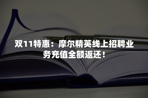 双11特惠：摩尔精英线上招聘业务充值全额返还！