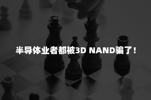 半导体业者都被3D NAND骗了！