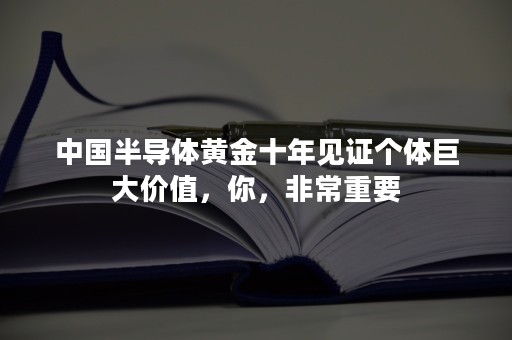 中国半导体黄金十年见证个体巨大价值，你，非常重要